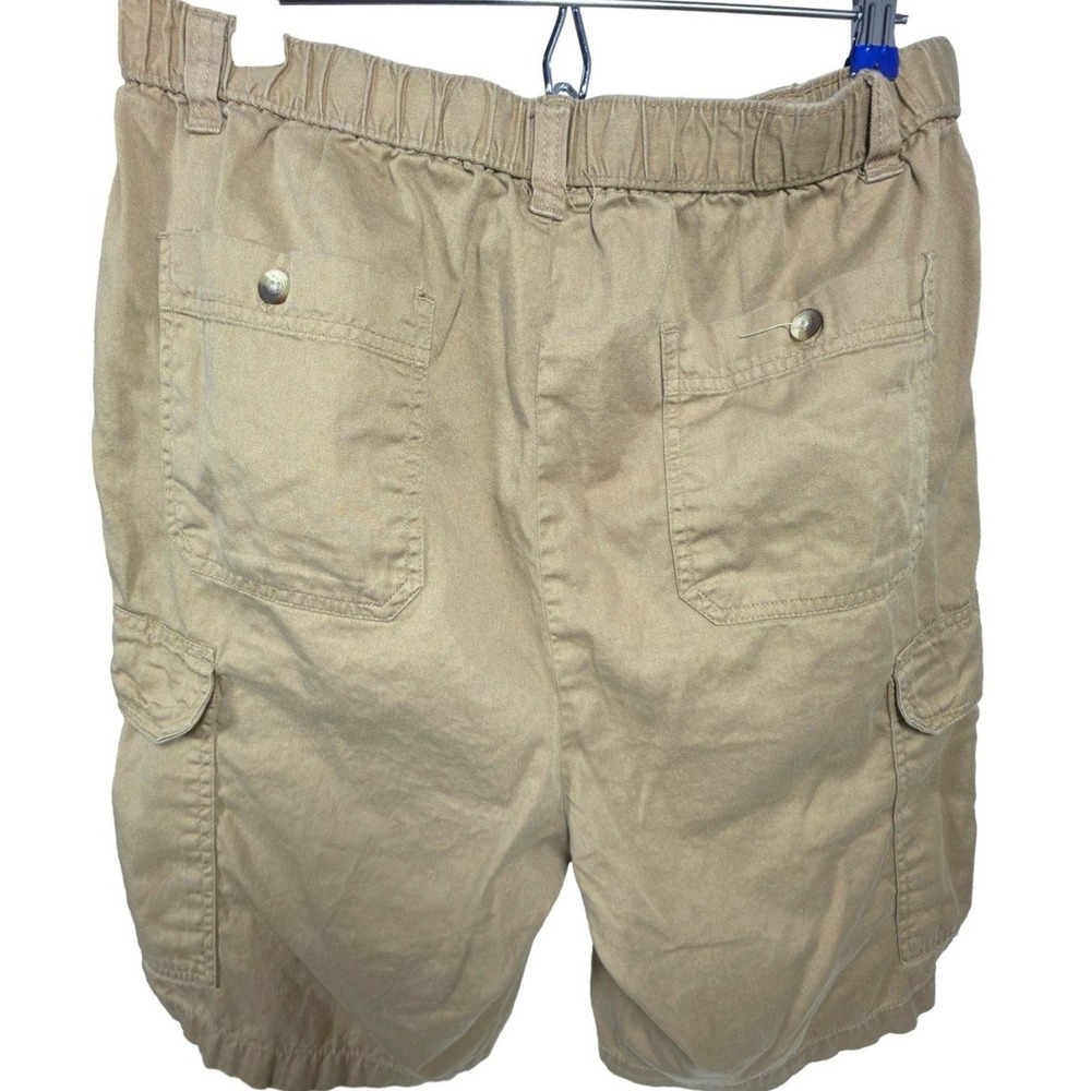 KingSize Cargo Shorts L Tall Mens Elastic Waist Cotton Khaki Tan